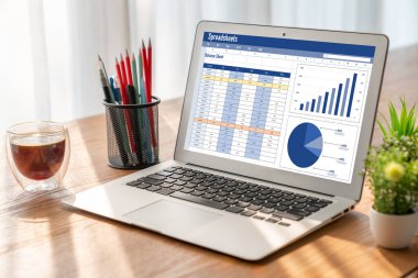 Spreadsheet document information financial startup concept. data and graphs in spreadsheet documents for online analysis project dashboard accounting digital snugly