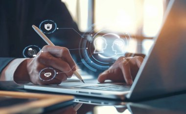 Yapay zeka mühendisliği, büyük veri ve yapay zeka makinesi kavramında yapay zeka beyin işlemcisiyle iş desteği için üretken yapay zeka kullanmayı öğrenen insan etkileşimi. EIDE