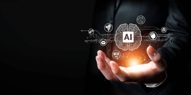 Yapay zeka mühendisliği, büyük veri ve yapay zeka makinesi kavramında yapay zeka beyin işlemcisiyle iş desteği için üretken yapay zeka kullanmayı öğrenen insan etkileşimi. Faas