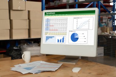 Spreadsheet document information financial startup concept. data and graphs in spreadsheet documents for online analysis project dashboard accounting digital snugly