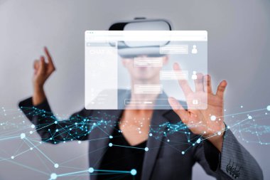 Yapay zeka sanal asistanı Chatbot ile yapay zeka konsepti ile insan etkileşimi, yapay zeka mühendisliği, LLM yapay zeka derin öğrenimi iş desteği için üretken yapay zeka kullanımı. EIDE