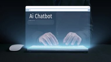 Yapay zeka sanal asistanı Chatbot ile yapay zeka konsepti ile insan etkileşimi, yapay zeka mühendisliği, LLM yapay zeka derin öğrenimi iş desteği için üretken yapay zeka kullanımı. Kullanıcı Kimliği