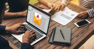 Cyber attacking concept. Malware alert showing on computer screen display scam and threat detection on computer system or online server to be removed snugly.