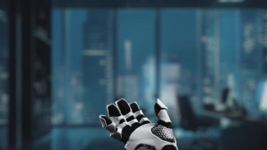 Veri bağlantılarıyla çevrili, teknoloji ve dijital yenilikteki gelişmeleri sembolize eden parlak bir mikroçipe doğru uzanan robotik bir elin yakın görüntüsü. Auvana