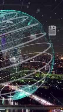 Akıllı şehirde küresel bağlantı ve internet ağı modernizasyonu. Gelecekteki 5G kablosuz dijital bağlantı ve sosyal medya ağı kavramı .