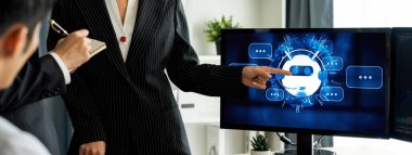 Chatbot yazılım uygulaması canlı çevrimiçi iş için otomatik olarak müşteri sorularına cevap verir