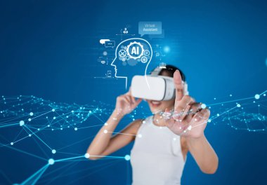 Yapay zeka sanal asistanı Chatbot ile yapay zeka konsepti ile insan etkileşimi, yapay zeka mühendisliği, LLM yapay zeka derin öğrenimi iş desteği için üretken yapay zeka kullanımı. FaaS