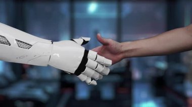 Modern bir çalışma alanında dijital etkileşim ve iletişimi sembolize eden, küresel bağlantıların grafiksel bir temsilini tutan bir elin kavramsal videosu. Auvana