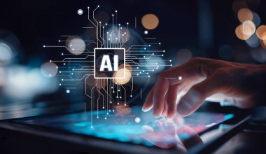 Yapay zeka mühendisliği, büyük veri ve yapay zeka makinesi kavramında yapay zeka beyin işlemcisiyle iş desteği için üretken yapay zeka kullanmayı öğrenen insan etkileşimi. EIDE