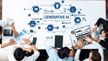 Bu resim, çeşitli bireylerin dijital sanat ve makine öğrenme girişimlerine odaklanarak üretken yapay zeka kavramları üzerinde işbirliği yaptığı canlı bir çalışma alanı yakalar. Dostluk