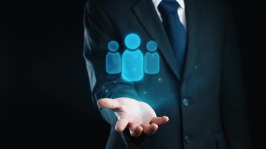 İş adamı ağ kurar, değerli bağlantılar kurar. Profesyonel ağı ve fırsatları genişletmek için etkili insan ağ oluşturma stratejileri UUID