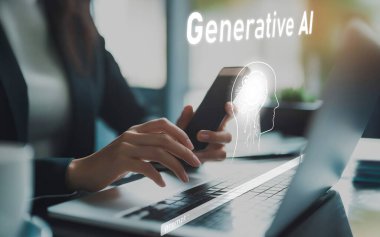 Yapay zeka mühendisliği, büyük veri ve yapay zeka makinesi kavramında yapay zeka beyin işlemcisiyle iş desteği için üretken yapay zeka kullanmayı öğrenen insan etkileşimi. EIDE