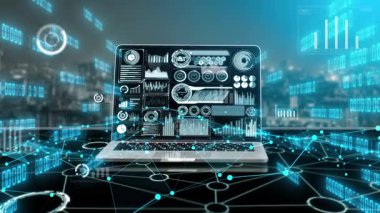 İş verilerinin ve finansal figürlerin yaratıcı görüntüsü. 3B görüntüleme .