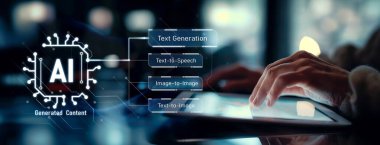 Yapay zeka mühendisliği, büyük veri ve yapay zeka makinesi kavramında yapay zeka beyin işlemcisiyle iş desteği için üretken yapay zeka kullanmayı öğrenen insan etkileşimi. EIDE