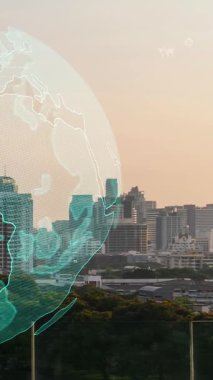 Akıllı şehirde küresel bağlantı ve internet ağı değişikliği. Gelecekteki kablosuz dijital bağlantı ve sosyal medya ağı kavramı .