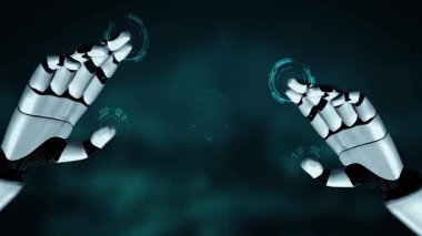 Gelecekçi robot yapay zeka yapay zeka yapay zekayı aydınlatıyor ve makine öğrenme kavramını geliştiriyor. İnsan hayatının geleceği için küresel robot biyonik bilim araştırması. 3B görüntüleme grafiği.