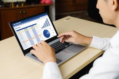 Spreadsheet document information financial startup concept. data and graphs in spreadsheet documents for online analysis project dashboard accounting digital snugly