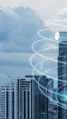 Akıllı şehirde küresel bağlantı ve internet ağı değişikliği. Gelecekteki kablosuz dijital bağlantı ve sosyal medya ağı kavramı .