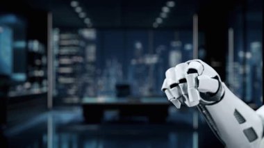 Gelecekçi bir robotik el güvenli bir ödeme arayüzü ile etkileşime geçerek finans ve bankacılık sektörlerindeki teknoloji ve otomasyondaki gelişmeleri vurguluyor. Auvana