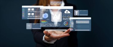 Yapay zeka mühendisliği, büyük veri ve yapay zeka makinesi kavramında yapay zeka beyin işlemcisiyle iş desteği için üretken yapay zeka kullanmayı öğrenen insan etkileşimi. EIDE