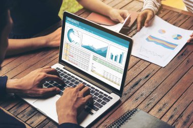 Spreadsheet document information financial startup concept. data and graphs in spreadsheet documents for online analysis project dashboard accounting digital snugly