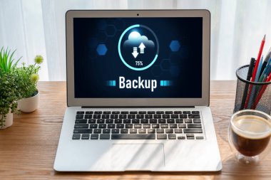 Yedek Depolama Verisi İnternet Teknolojisi İş Konsepti. Veritabanı depolama teknolojisi dosya aktarım paylaşımı, siber, büyük veri bilgileri, internet bankacılığı uygulaması indirme işlemi kolayca yapılır