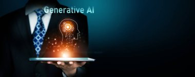 Yapay zeka sanal asistanı Chatbot ile yapay zeka konsepti ile insan etkileşimi, yapay zeka mühendisliği, LLM yapay zeka derin öğrenimi iş desteği için üretken yapay zeka kullanımı. FaaS