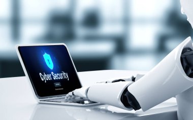 Bilgisayar ekranındaki siber güvenlik sistemi özel bilgileri hacker ve siber saldırı 3D illüstrasyonlarından rahatça korur