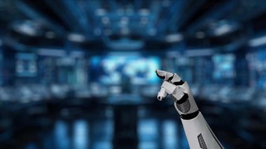 Robotik bir el, ileri düzey yapay zeka sistemleri ile teknolojinin ve yeniliğin bir karışımını sergileyerek fütüristik bir ortamda sorunsuz bir şekilde etkileşime girer. Auvana