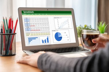 Spreadsheet document information financial startup concept. data and graphs in spreadsheet documents for online analysis project dashboard accounting digital snugly