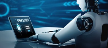 Bilgisayar ekranındaki siber güvenlik sistemi özel bilgileri hacker ve siber saldırı 3D illüstrasyonlarından rahatça korur