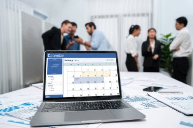 Kişisel organizatör ve çevrimiçi iş canlıları için program planlaması için bilgisayar yazılım uygulaması takvimi