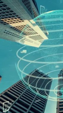 Akıllı şehirde küresel bağlantı ve internet ağı modernizasyonu. Gelecekteki 5G kablosuz dijital bağlantı ve sosyal medya ağı kavramı .