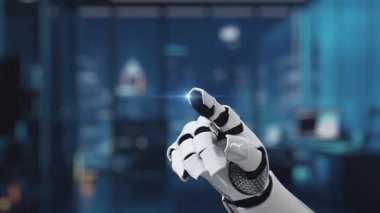 Fütürist bir robot el, dijital veri depolama kavramını ve modern çalışma ortamında kusursuz bağlantıyı temsil eden parlayan bir bulut sembolüyle meşgul oluyor. Auvana