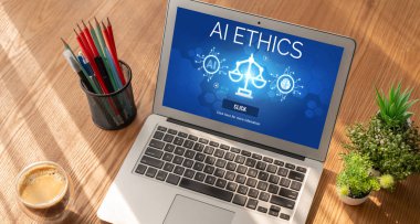 Yapay zeka etik standart hukuk ve bilgisayar ekranındaki kurallar yapay zeka etik şeffaflığının teknoloji suçunu önlediğine dair rapor sunuyor. canlı