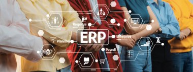 ERP Çözümleri üzerine Çeşitli Takım Profesyonel Ayarlarda Görsel Veri Sunumuyla İşbirliği Yapıyor. Dostluk