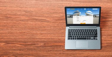 Online uçuş rezervasyon sitesi mod rezervasyon sistemi sağlar. Seyahat teknolojisi kavramı .