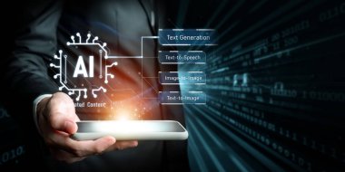 Yapay zeka mühendisliği, büyük veri ve yapay zeka makinesi kavramında yapay zeka beyin işlemcisiyle iş desteği için üretken yapay zeka kullanmayı öğrenen insan etkileşimi. Faas