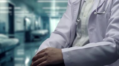 Yetenekli doktorların oturduğu ve elinde beyin anatomisi hologramı olan hastaların yakınından geç. Tıbbi çalışanlar, tıbbi verileri kullanarak beyin hastalıklarını inceleyip analiz ediyorlar. Teknoloji. İyileştirici.