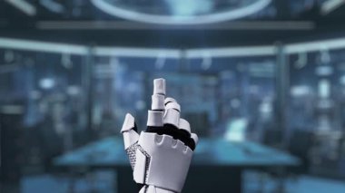 Bu video dijital güvenlik kalkanına uzanan bir robot eli tasvir ediyor, veri koruma unsurlarıyla birlikte yüksek teknolojili bir ortamda siber güvenlik ve teknolojinin geleceğini sembolize ediyor. Auvana