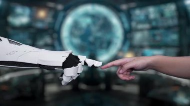 Bu çarpıcı video, insan eliyle robotik bir elin birbirine uzanarak insan yaratıcılığının gelecekteki bir ortamda teknolojik yenilikle birleştirilmesini sembolize ediyor. Auvana