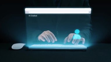 Yapay zeka sanal asistanı Chatbot ile yapay zeka konsepti ile insan etkileşimi, yapay zeka mühendisliği, LLM yapay zeka derin öğrenimi iş desteği için üretken yapay zeka kullanımı. Kullanıcı Kimliği