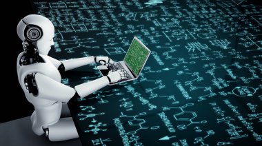 Bilgisayar ekranında bilim ve eğitim kavramını gösteren matematiksel denklemler ve modem formülü