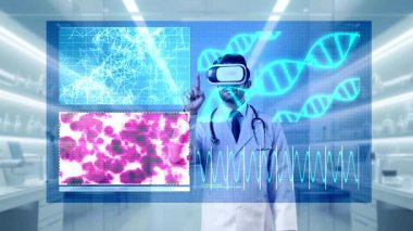 Doktor kalp hologramına ve DNA hologramına bakıyor ve genetik mutasyona bakıp tıbbi verileri analiz ediyor. Genetik verilere bakan yetenekli bir tıp çalışanı. Aygıt.