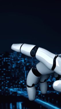 Gelecekçi robot yapay zeka yapay zeka yapay zekayı aydınlatıyor ve makine öğrenme kavramını geliştiriyor. İnsan hayatının geleceği için küresel robotik RPA bilim araştırması. 3B görüntüleme grafiği.