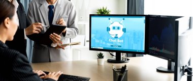 Chatbot yazılım uygulaması canlı çevrimiçi iş için otomatik olarak müşteri sorularına cevap verir
