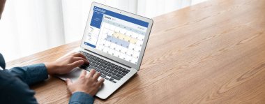 Calendar on computer software application for schedule planning for personal organizer and online business snugly