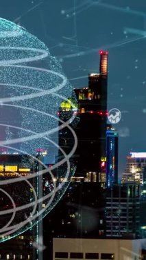 Akıllı şehirde küresel bağlantı ve internet ağı değişikliği. Gelecekteki kablosuz dijital bağlantı ve sosyal medya ağı kavramı .