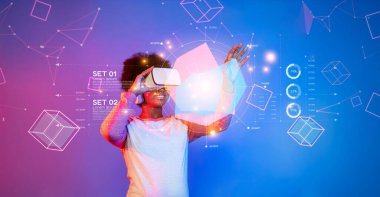 Etkileşimli veri görselleştirme araçlarıyla sanal gerçeklik teknolojisini deneyimleyen, finansal planlama ve pazarlamada yeniliği temsil eden büyüleyici bir görüntü. XDMCP