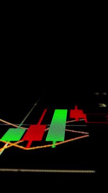 Yakın çekim makro çekim grafiği LED ekranda, büyüme grafiğini ekonomik patlama ya da boğa piyasa noktası konsepti olarak gösteriyor. Finansal yatırım için uygun pozitif borsa.